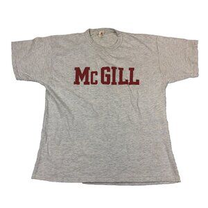 Vintage 80s McGill University Gray Jostens Artex Logo T Shirt Large